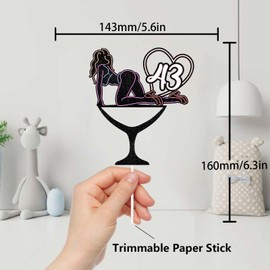 Decoración para tartas con purpurina para niña loca de 43 años, suministros de decoración para fiestas de 43 aniversario, suministros de decoración para fiestas