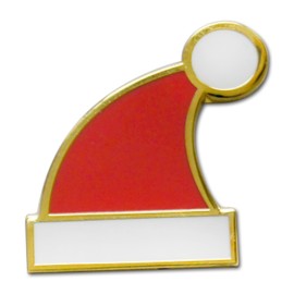 Novel Merk Merry Christmas Holiday – Santa Hat, Holly, Candy Cane or Other Seasonal Lapel Pin, Hat Pin & Tie Tack Set - Clutch Back (3-Santa Hat)