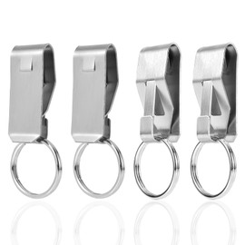 Gosknor Pack of 4 Key Clip Belts, Metal Belt Key Holder Belt Key Holder Clip Belt Loops Key Holder for Car Keys Home Office Accessories, silver