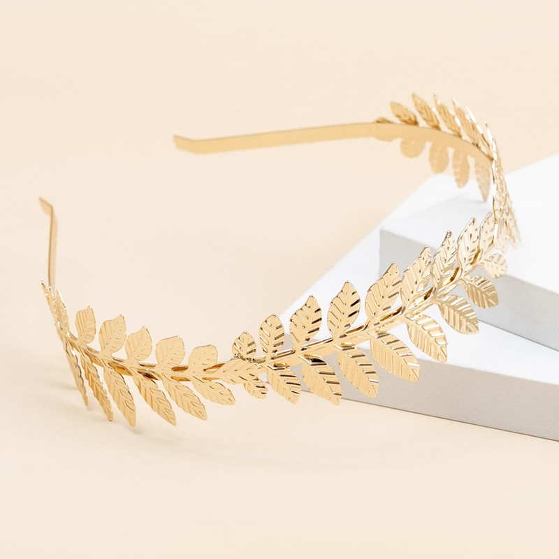 SALOCY Headbands Leaf Branch Bridal Hair Crown Head (Gold)