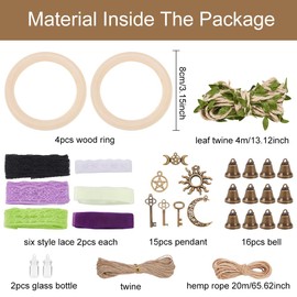 FREEBLOSS 4 Set Witch Bells DIY Kit for Door Knob Witch Bell Witchcraft Kit Witchy Decor Positive Hanging Wiccan Wind Chimes Witchcraft Supplies Witches Protection Bells for Adults Beginners