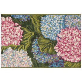 Liora Manne ESENCIA Indoor/Outdoor Power Loomed Latex Back Non Slip Mat - Traditional Graphic Botanical Floral Colorful (Hydrangeas Multi) (2' x 2'10")