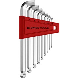 PB SWISS TOOLS Hex Key L-Wrench Set PB 2212.H-10 | 100% Swiss Made | 9-Piece Allen Wrench Set 1.5-10 mm with Short 100° Key Part