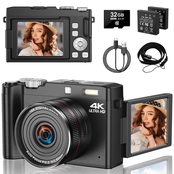 4K Digital Camera for Photography, 64MP Vlogging Camera for YouTube,