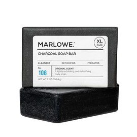 MARLOWE. Charcoal Face & Body Soap Bar No. 106 (210ml) Best Cleansing & Detoxifying Bar for Men Made with Natural Ingredients Shea Butter & Willow Bar