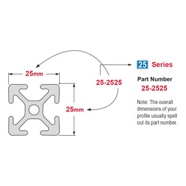 8020, 25-2525, 25 Series 25mm x 25mm 25x25 T-Slotted Aluminum Extrusion DIY Extruded Linear Slot Bar Rail Metric 80/20 (Black Anodize, 1220mm Long)