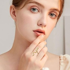 HSAJS Snake Ring for Women Open Bands Rings Adjustable Finger with Sparkling Cubic Zirconia Hypoallergenic Snake Rings for Anniversary Wedding Jewellery Gifts for Women, Metal