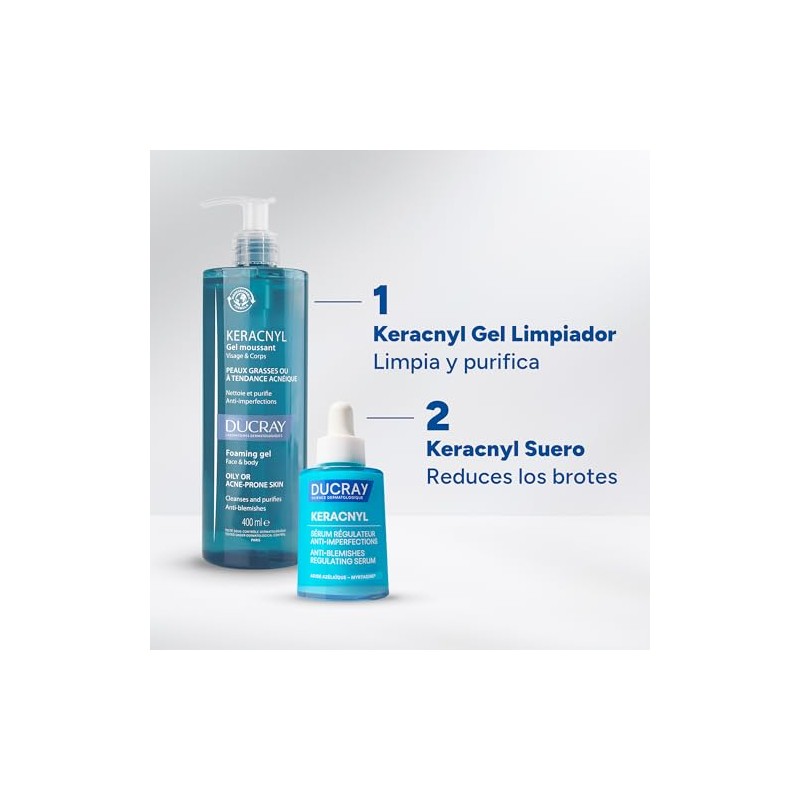 Ducray D-Keracnyl Gel Limpiador Anti-Acne, 400 ml