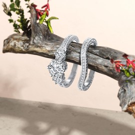 Luyona Moissanite Ring Set for Women Engagement Rings Wedding Band 2CTW 1CT Center 925 Sterling Silver Round Cut D Color VVS1 Bridal Sets White Gold(7)