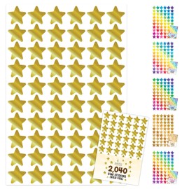 Decorably 2,040 Gold Foil Mini Star Stickers for Kids Reward- 34 Sheets Gold Foil Star Stickers for Kids Reward Chart, Classroom Activities, Positive Reinforcement, Arts & Crafts, Scrapbooking, Gift