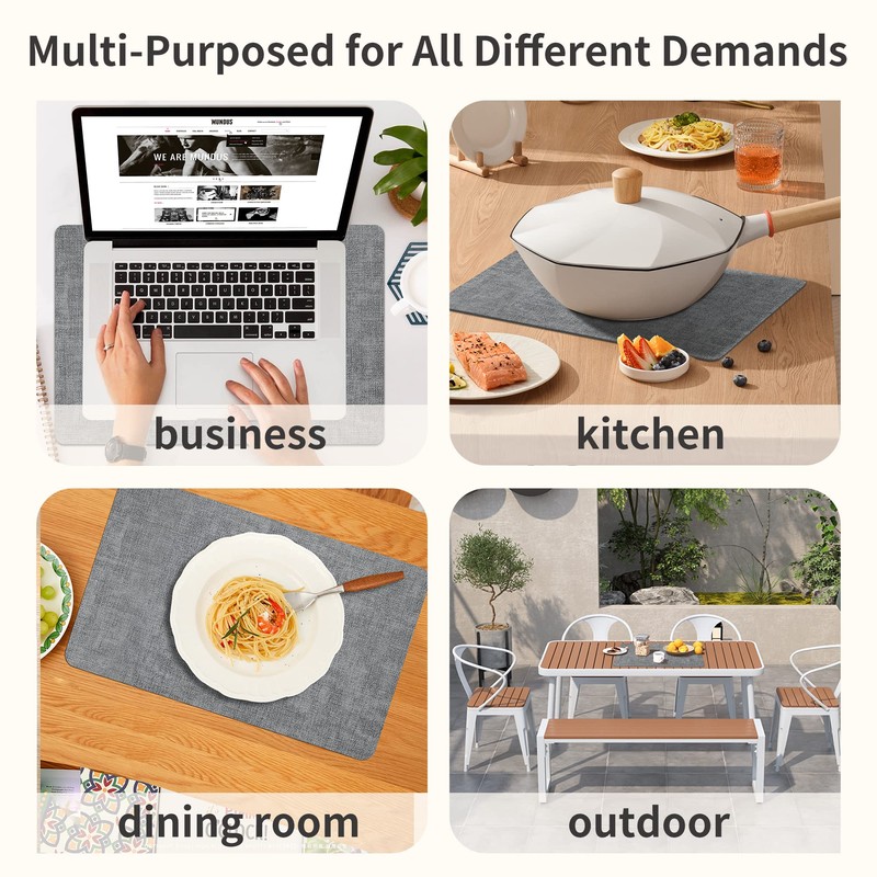 Maxpearl Faux Leather Placemats Set of 4 - Waterproof -