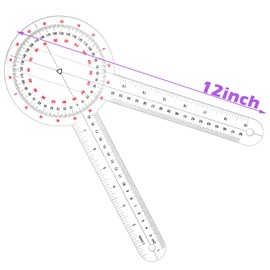 Frienda 12 Inch Goniometer Transparent Orthopedic Angle Ruler Plastic Goniometer 360 Degree for Body Measuring Tape Protractor Ruler(1 Piece)
