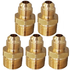 Highcraft G48S-1412-5 Flare x Male Reducing Adapter Pipe Fitting 1/4" O.D. x 1/2" MIP Brass (Pack of 5)