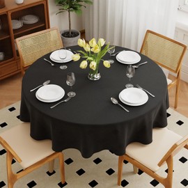 Zdada Black Round Table Cloth, 127cm/50Inch Small Circular Table Cloths, Polyester Fabric Washable Tablecloth Dining Table Cover For Banquet Party Home