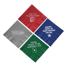Euchre Party Drink Napkins Variety Set of 20 Multi Colored Red Blue Green Silver Gray Paper Disposable