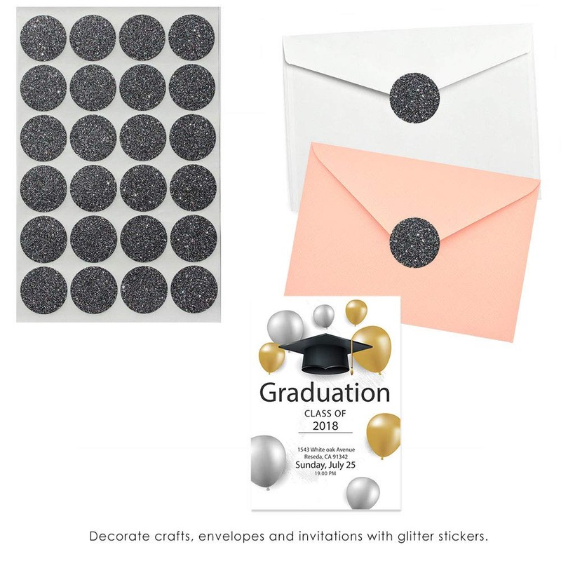 Black Sparkles Color Coding Labels 1" Round 25 mm -