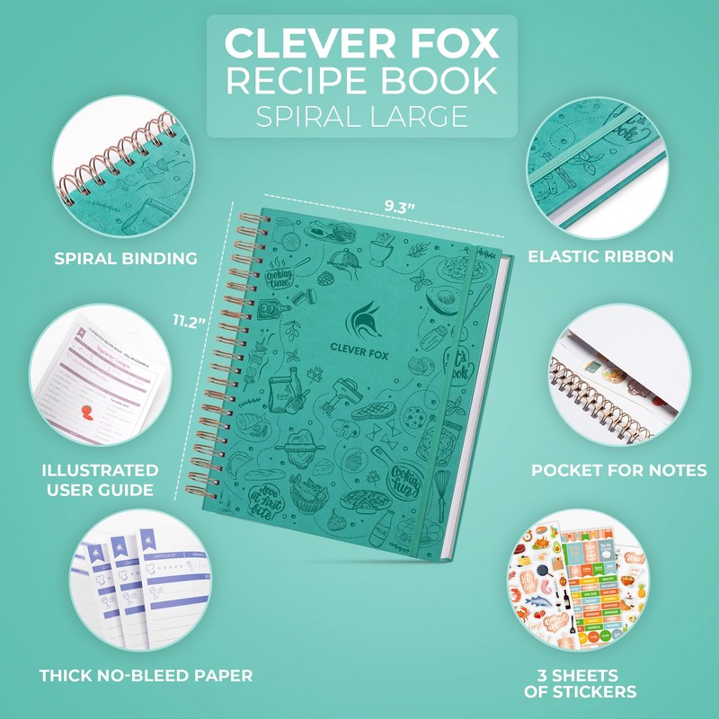 Clever Fox Recipe Book Spiral – Blank Family Cookbook –
