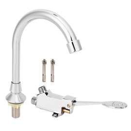 Foot Faucet, Bathroom Vanity Foot Faucet Set Commercial Stainless Steel Dual Foot Pedal Control Water Filter Faucet for Sink Faucet Touchless Foot Pedal Sink Faucet Kit Accessories
