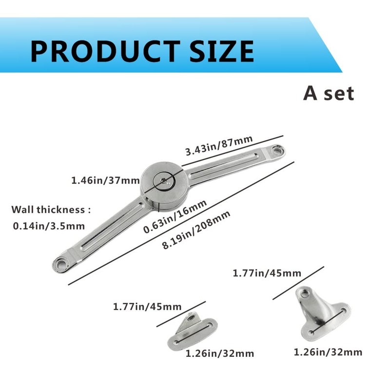 2PCS Adjustable Lift up Stay Support Buffer Hinge Heavy Duty