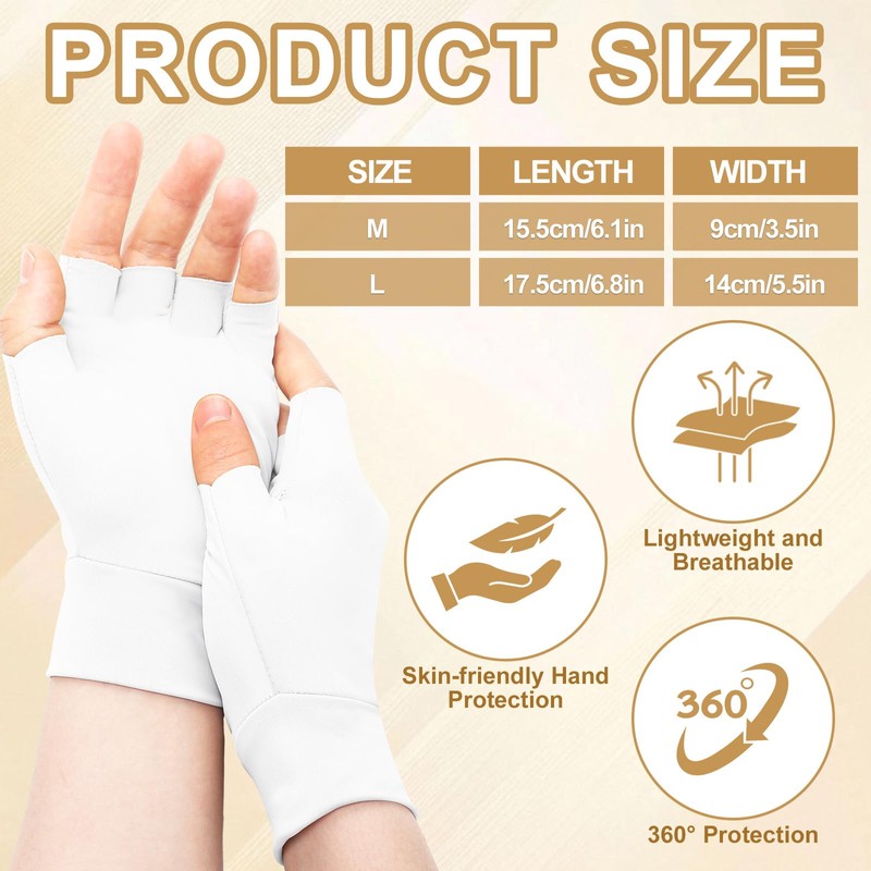 Yearntown 3 Pairs Elderly Skin Thin Protector Gloves Tone Fingerless