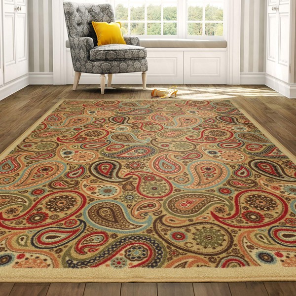 Ottomanson Ottohome Paisley Rug, 4 ft 11 in x 6 ft 6 in, Beige