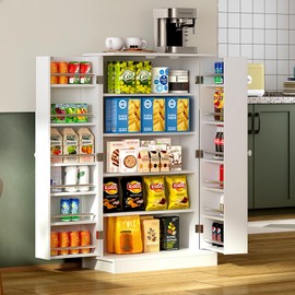 SogesPower Kitchen Pantry Storage Cabinet,Freestanding Pantry Cabinet with Doors and Adjustable Shelves,Sideboard Buffet Cabinet for Kitchen Dinning Room Living Room,Pantry Cabinet for Kitchen Storage