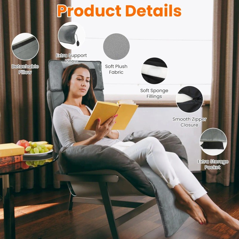 Full Body Electric Heat Vibration Massage Pad Cushion Back &