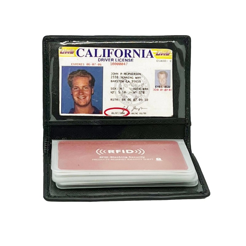 kelvinrolenleathercollection Genuine Leather Business Card Organizer Plastic Insert ID Credit