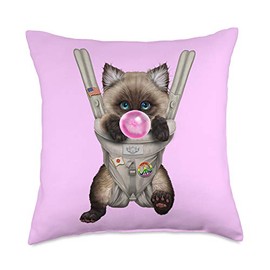 Siamese Cat with Bubble Gum in Baby Carrier Throw Pillow