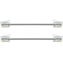 NECABLES 2Pack 3 Inch Short Phone Cord Short Telephone Cord Short Phone Line Cord Wall Phone Cord RJ11 6P4C Male to Male for Landline