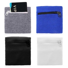 4 Pcs Wrist Wallet, Lightweight Wrist Pouch, Zipper Wallet Wristlet, Sportswear Wrist Pouch, Wrist Wallets for Women and Men, Wristband for Running Walking Hiking Workout