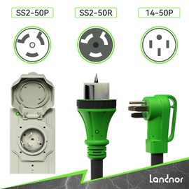 50AMP 25Feet Generator Cord with Pre-drilled Power Inlet Box, 50 Amp 4 Prong, 125V/250V NEMA 14-50P Male to SS2-50R, STW 6/3+8/1 AWG Twist Locking with Inlet Box for Generator to House, UL&ETL Listed