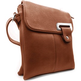 Woodland Leathers Women's Cross Body Shoulder Messenger Bag, Multiple Slip and Zip Pockets Handbag with Storage Pocket (Brown)