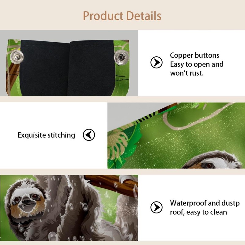 2 Pack Tissue Box Cover Holder, Sloth in Jungle Rainforest