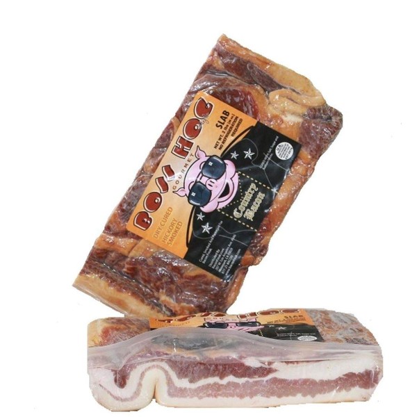 Boss Hog Hickory Smoked Dry Cured Slab Bacon two 2 pound packages
