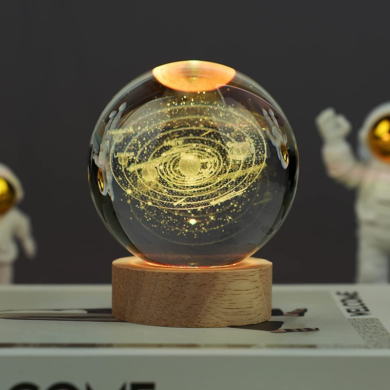 zalati 3D Crystal Ball Solar System Style Planet with Round