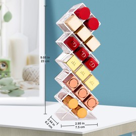 JessLab Lipstick Organizers and Storage, Acrylic Lipstick Holder Lip Gloss Tower Clear Cosmetic Fish Sticks Lip Makeup Organizer Lip Stick Storage for Bathroom Vanity Countertop, 16 Slots