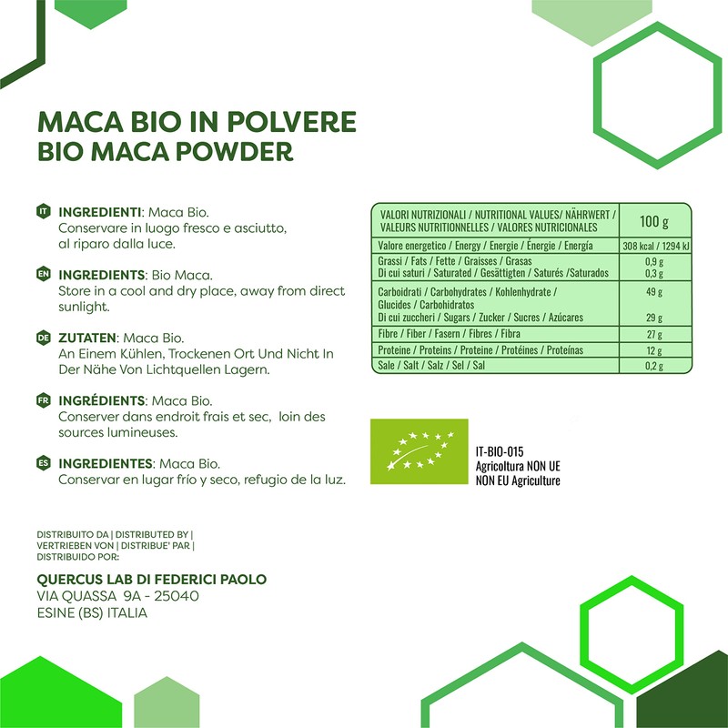 ERBOTECH, Peruvian Maca Organic Powder, 200 g Bag, Rich in