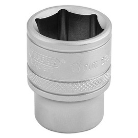 Draper 16543 3/8-Inch Square Drive 6 Point Metric Socket, 17mm Size, Blue