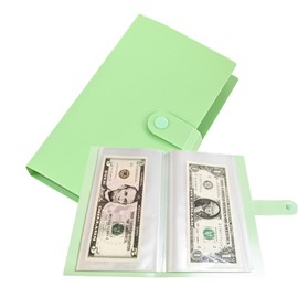 Xiapumeth Dollar Bill Holder, Money Sleeve for Bills, 50pcs Money Saving Binder for Cash, Budget Binder Plastic Envelopes, for Collection, Pay Cash Budget Binder (Green)
