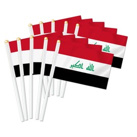 25 PCS Iraq Handheld Small Flag, Iraqi Hand held Mini Decor Decoration Banner