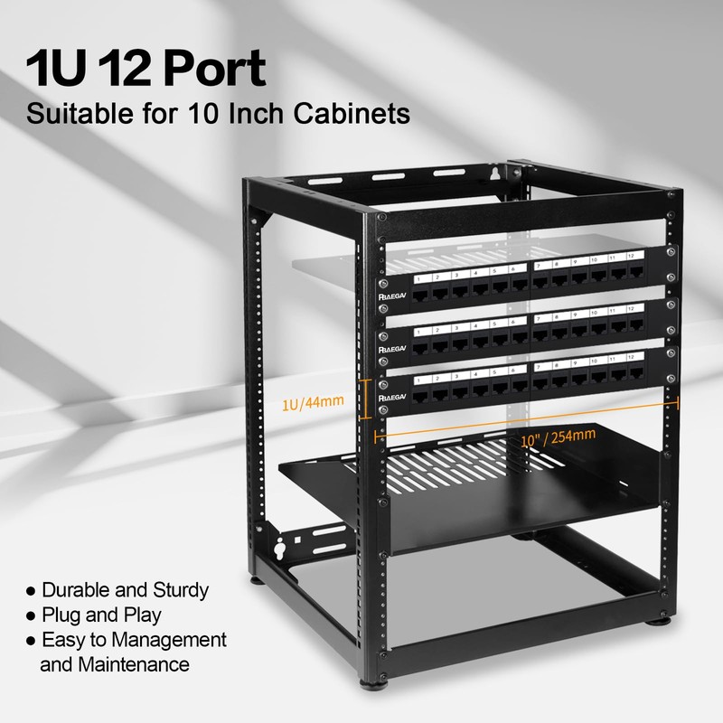PBAEGAV Patch Panel 12 Port with 12 Pcs Cat6 Keystone