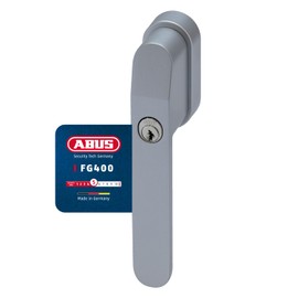 ABUS FG400 Lockable Window Handle - With Push Cylinder and Key - Child Lock and Burglary Protection - Universal Fit - Security Level 5 - Silver
