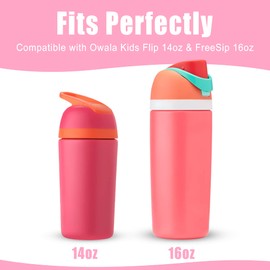 Mokoart Silicone Boot Compatible with Owala Kids Water Bottle 16/14 oz, Anti-Slip Rubber Bottom Protective Sleeve for Owala Kids FreeSip 16oz, Accessories for Owala Kids Flip 14oz (Light Pink)