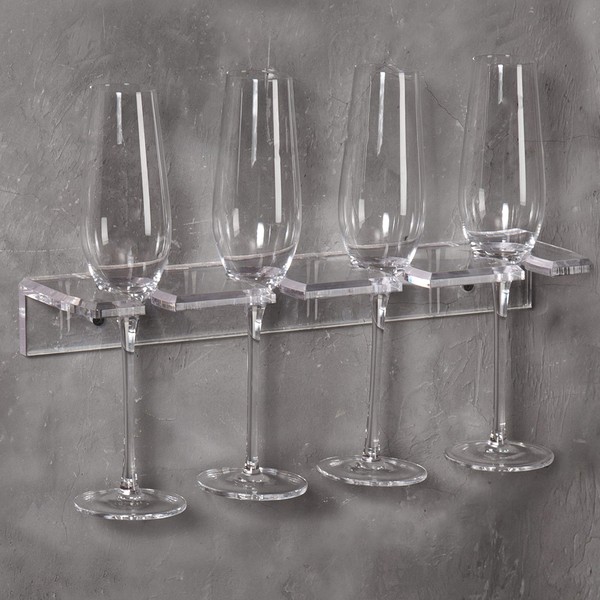 MyGift Clear Acrylic Wine Glass Holder Wall Mounted Stemware Hanging