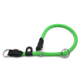 Aiminto Braided Rope Collar, Training Dog Collar, Round Martingale Collar, Slip Collar with Adjustable stopper and Slidable Stop Ring - Ideal for Large Dogs (L(1/2") - 20" Long, Light Green)