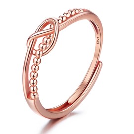 JeweBella 925 Sterling Silver Rings for Women Girls, Silver Adjustable Knot Ring, Silver Thumb Rings for Women, Silver Rings Women, Engagement Ring, Promise Ring Jewellry Silver/Gold/Rose Gold
