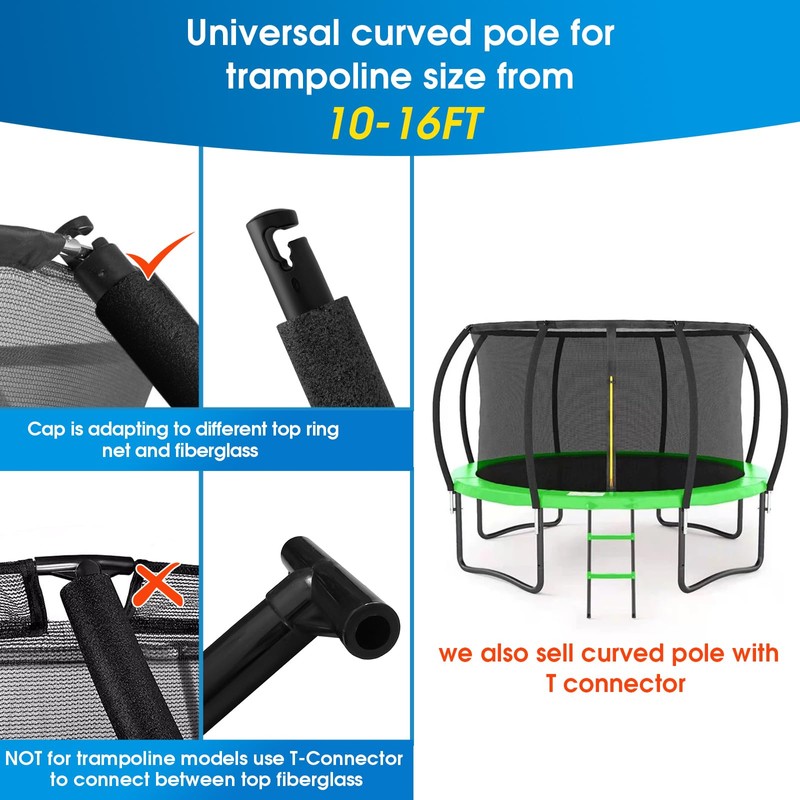 Universal Trampoline Replacement Curved Net Pole, Curved Pole Kit for
