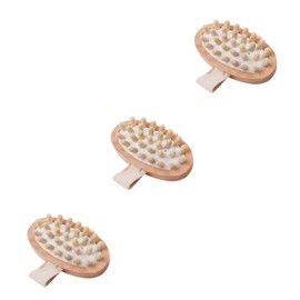 Healvian 3pcs Body Massage Bath Brush Wooden Round Shower Brush for Exfoliating Skin Stimulating Circulation Easy to Clean Bathroom Accessory Natural Wood Color