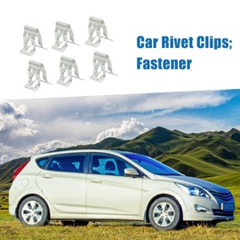 A ABSOPRO Pack of 6 Car Dashboard Console Panel Clips 15 x 16.6 mm Metal Silver Tone